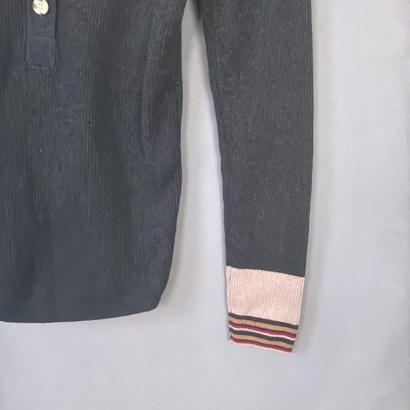 Faherty Sweater Womens Medium Stripe Mikki Henley Organic Cotton Cashmere Retro - Picture 6 of 9